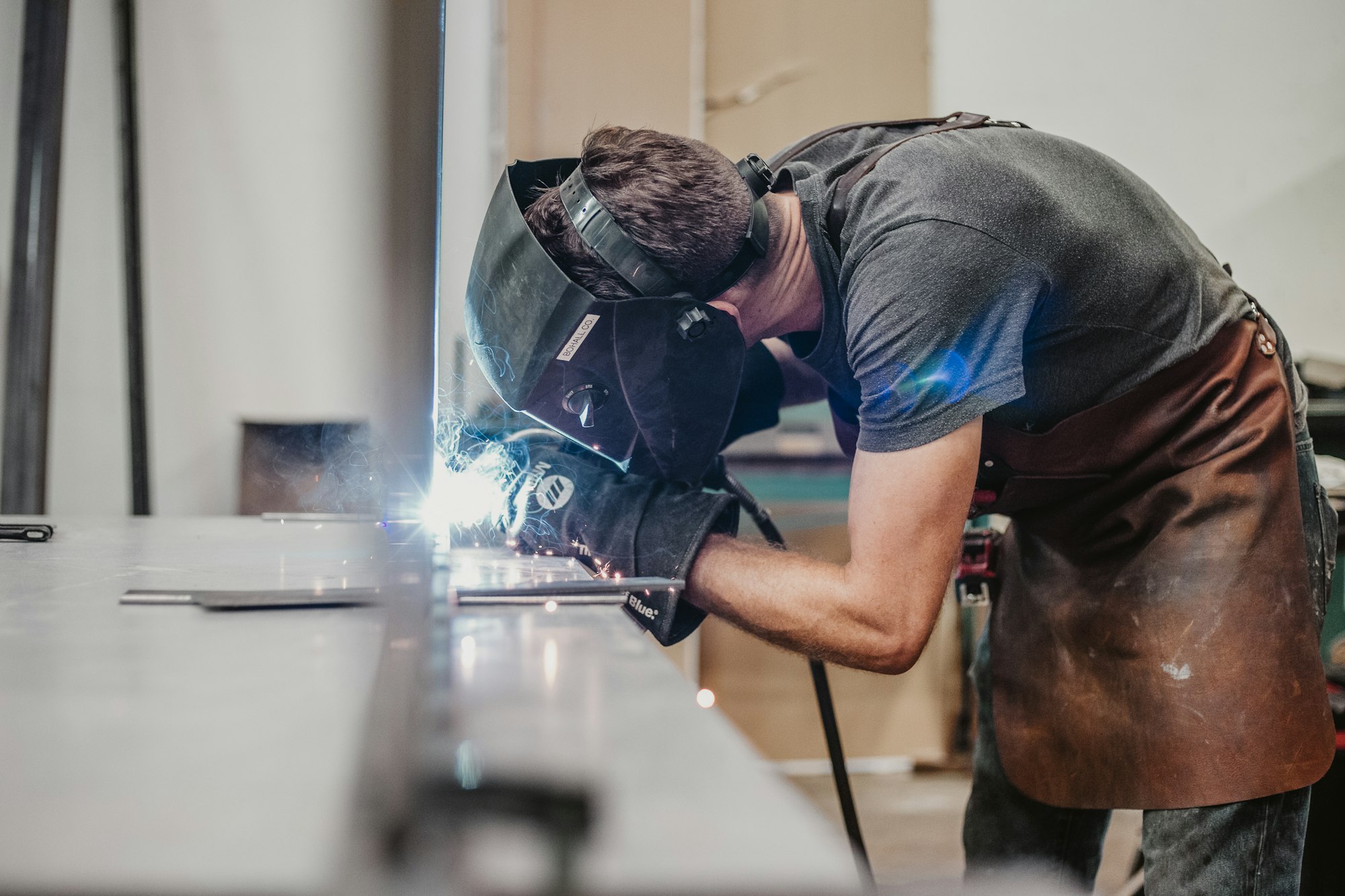 Welder at work in the KARBA workshop
