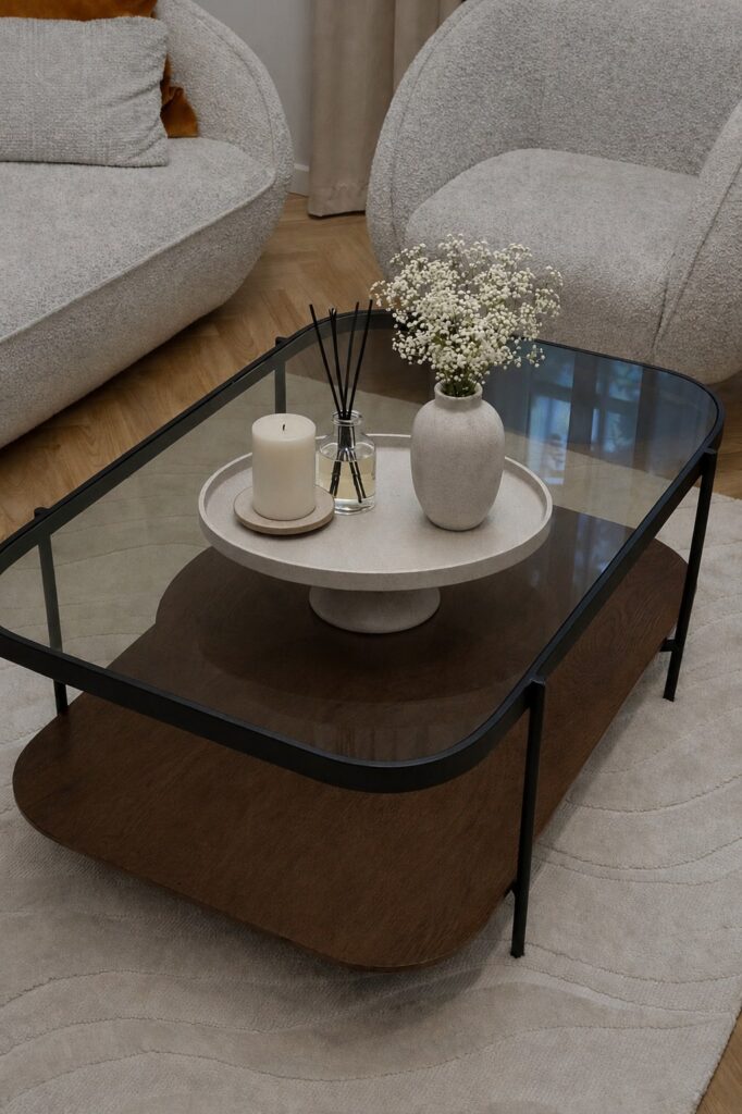 Steel and timber coffee table
