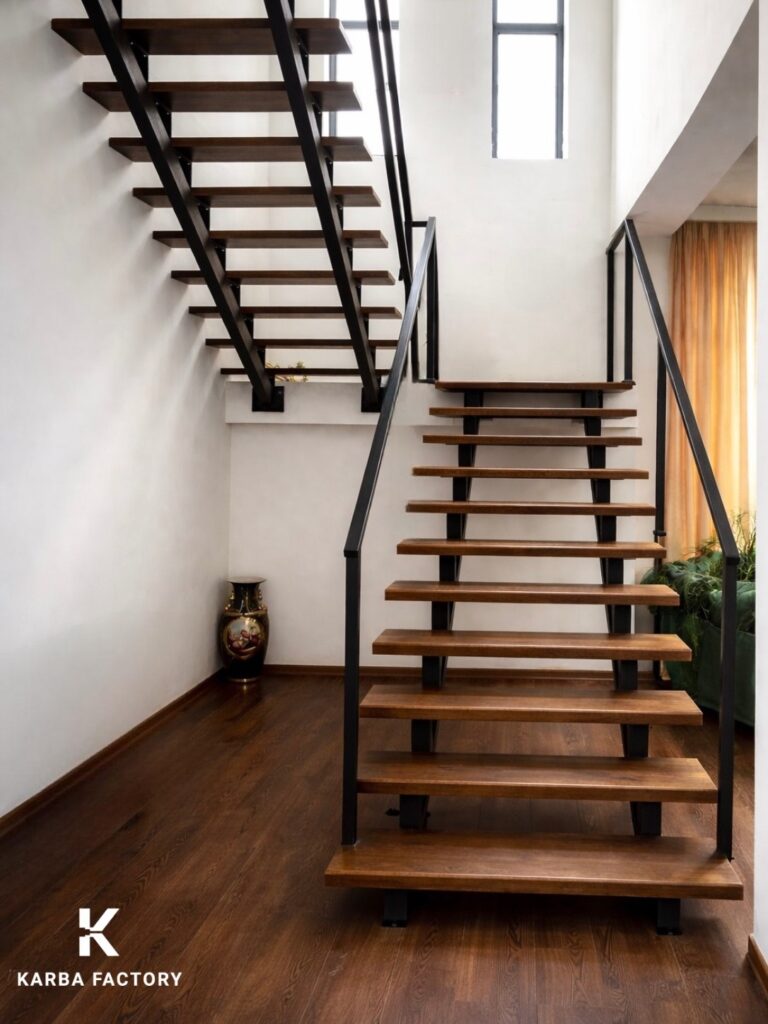 Straight stair with oak treads