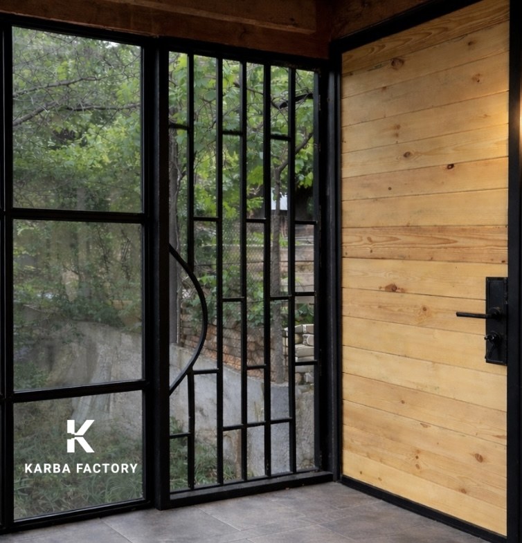 Steel pivot entrance door