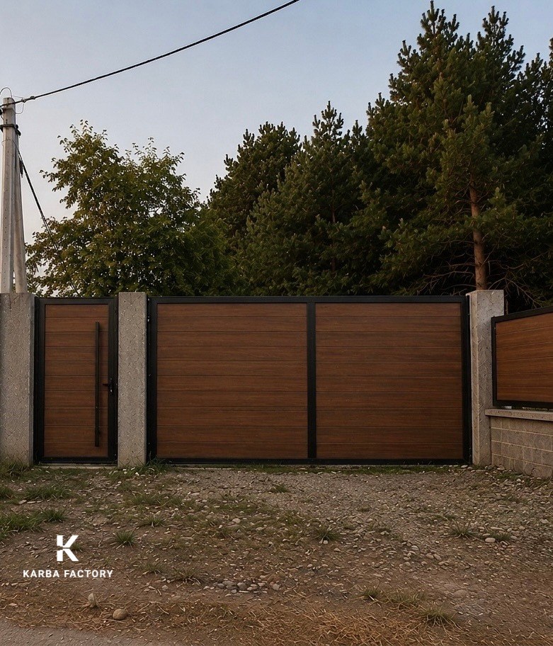 Timber-look fence and gate