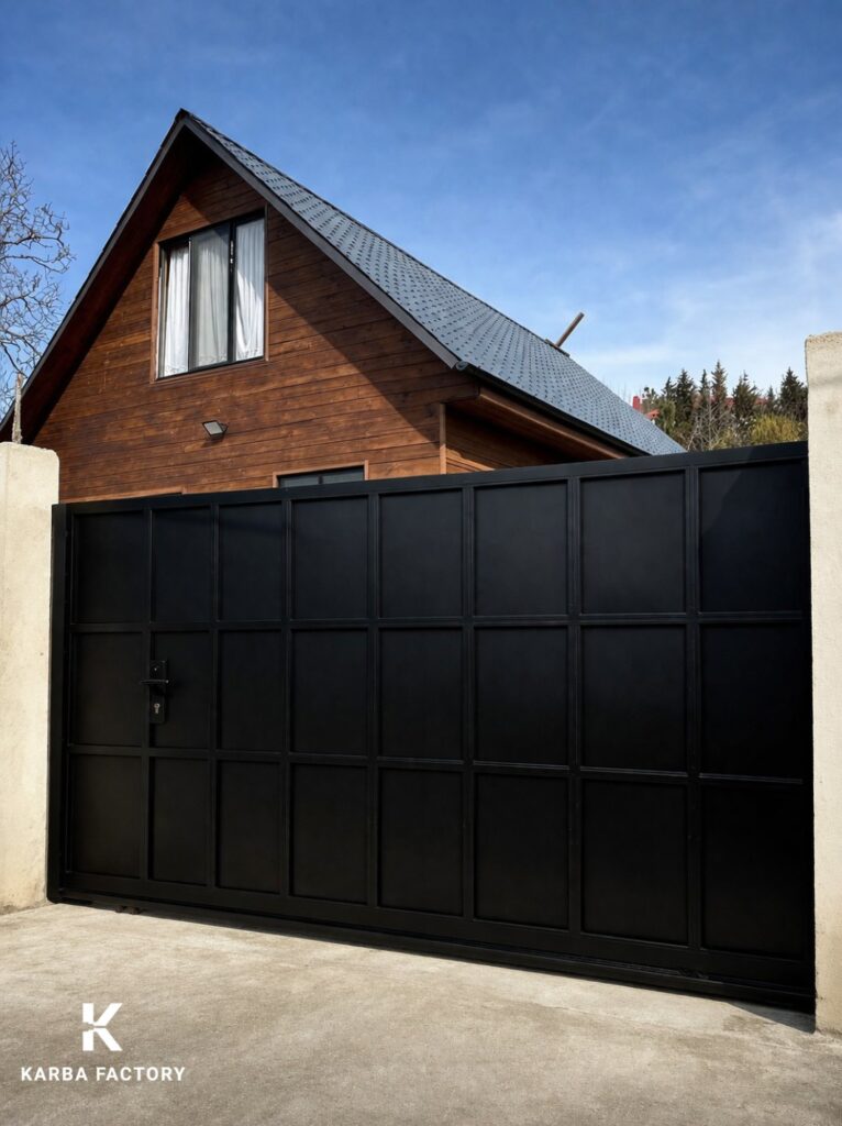 Black driveway gate