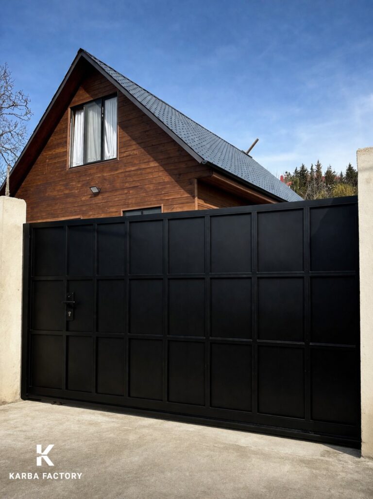 Black driveway gate