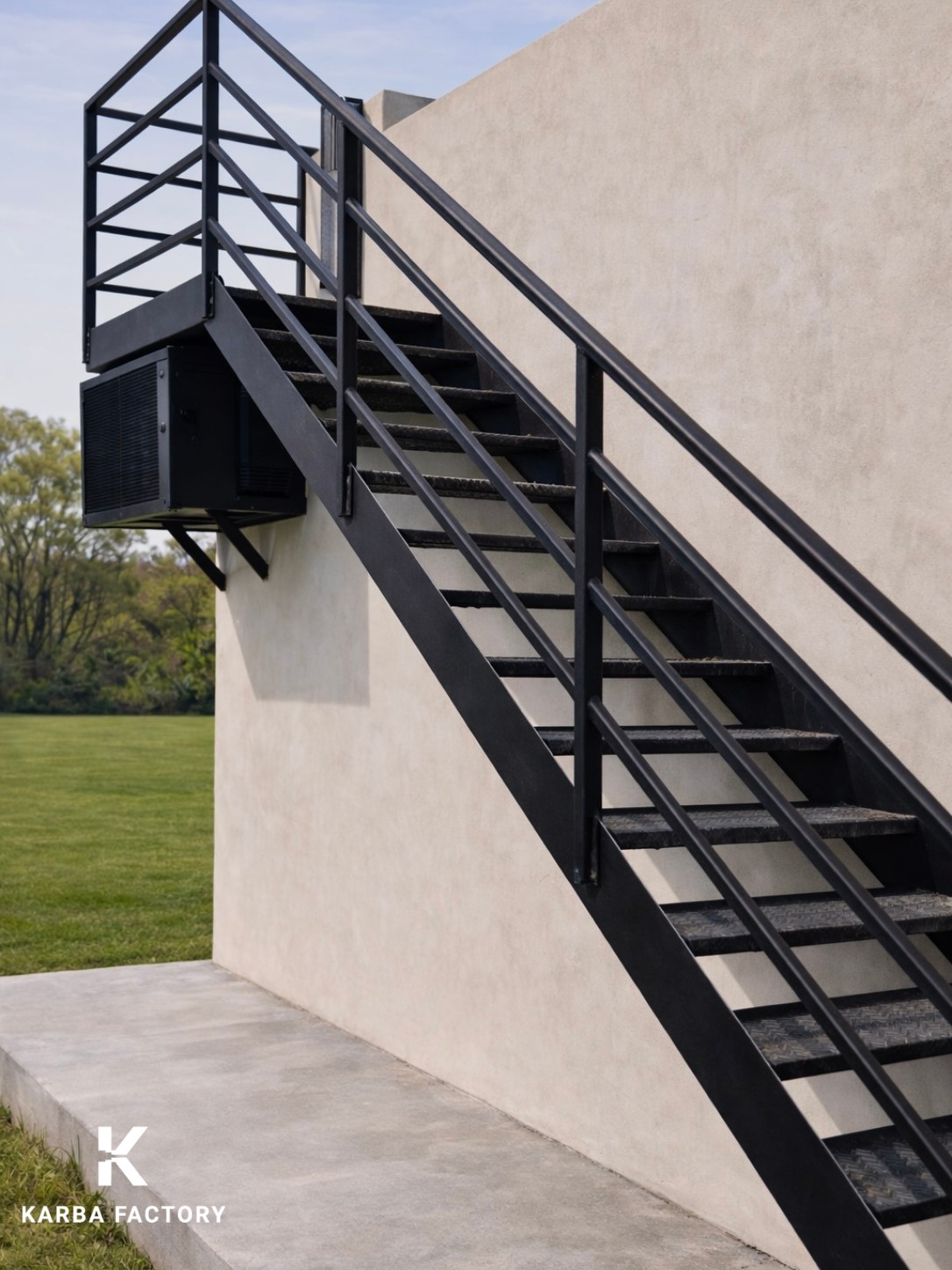 External steel staircase