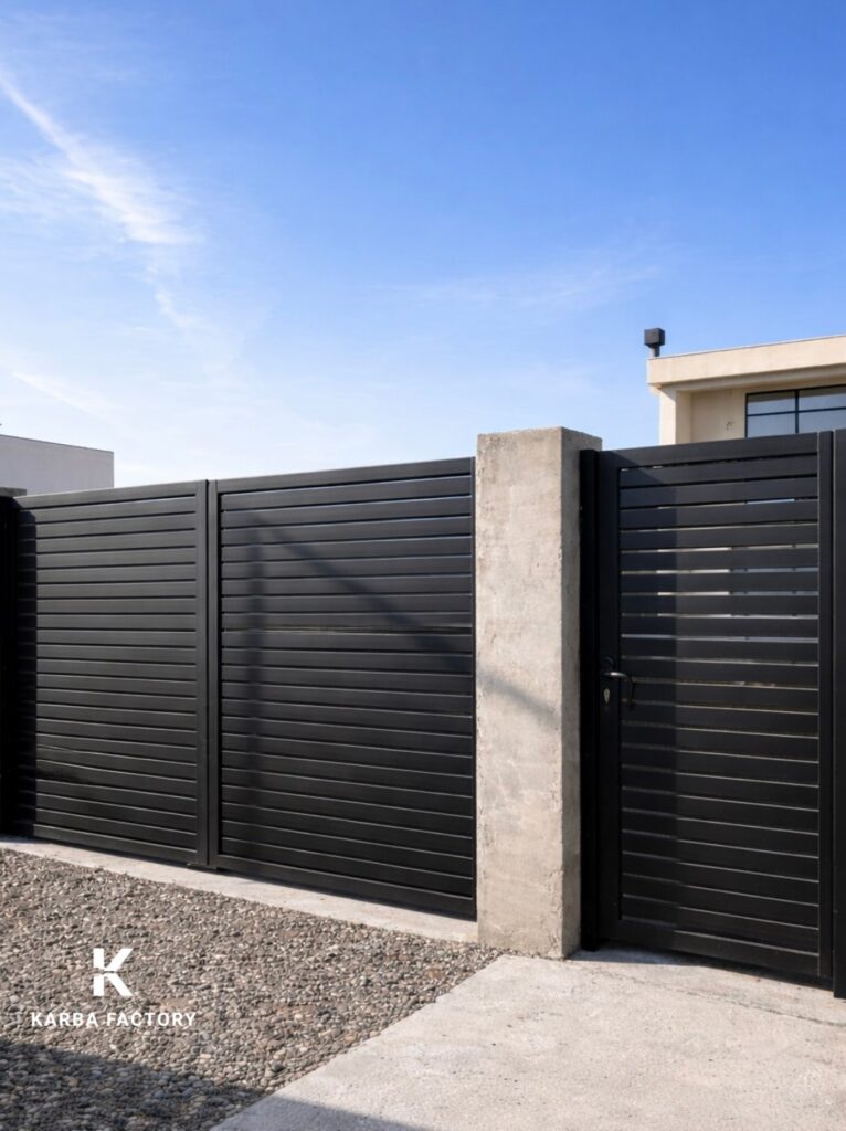 Slat fence and gate